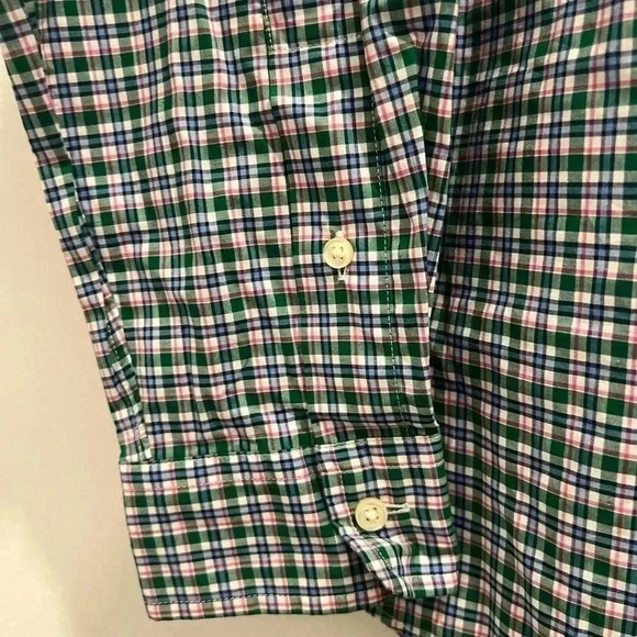 Ralph Lauren Men's M Green Checkered Long Sleeve Stretch Cotton Button-Up Shirt - Picture 5 of 8